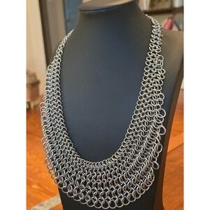 Cara NY Statement Silvertone Bib Cleopatra Style Necklace Elegant Vintage